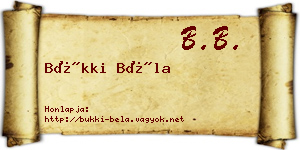 Bükki Béla névjegykártya
